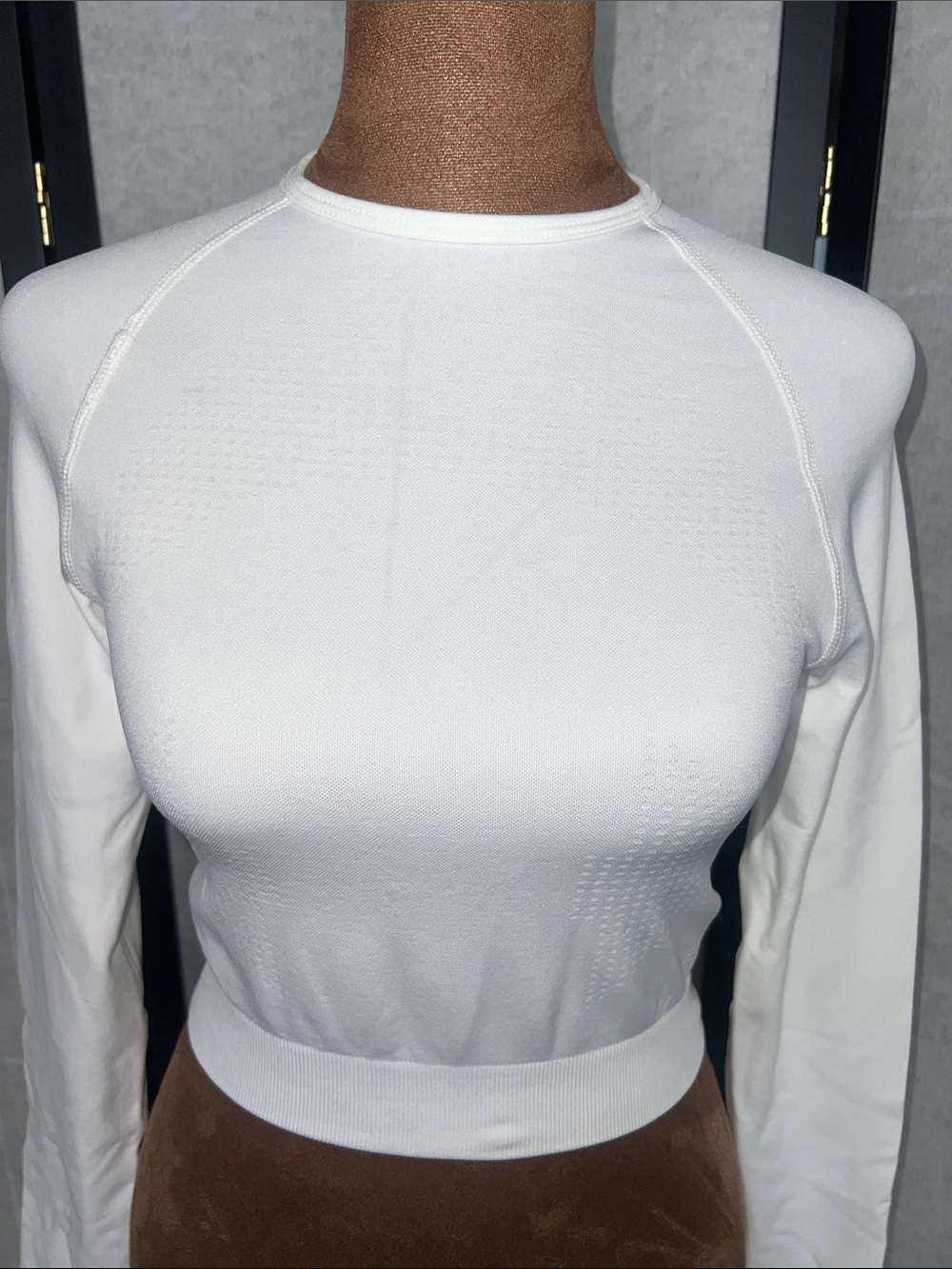 White Long-Sleeve Cropped Top